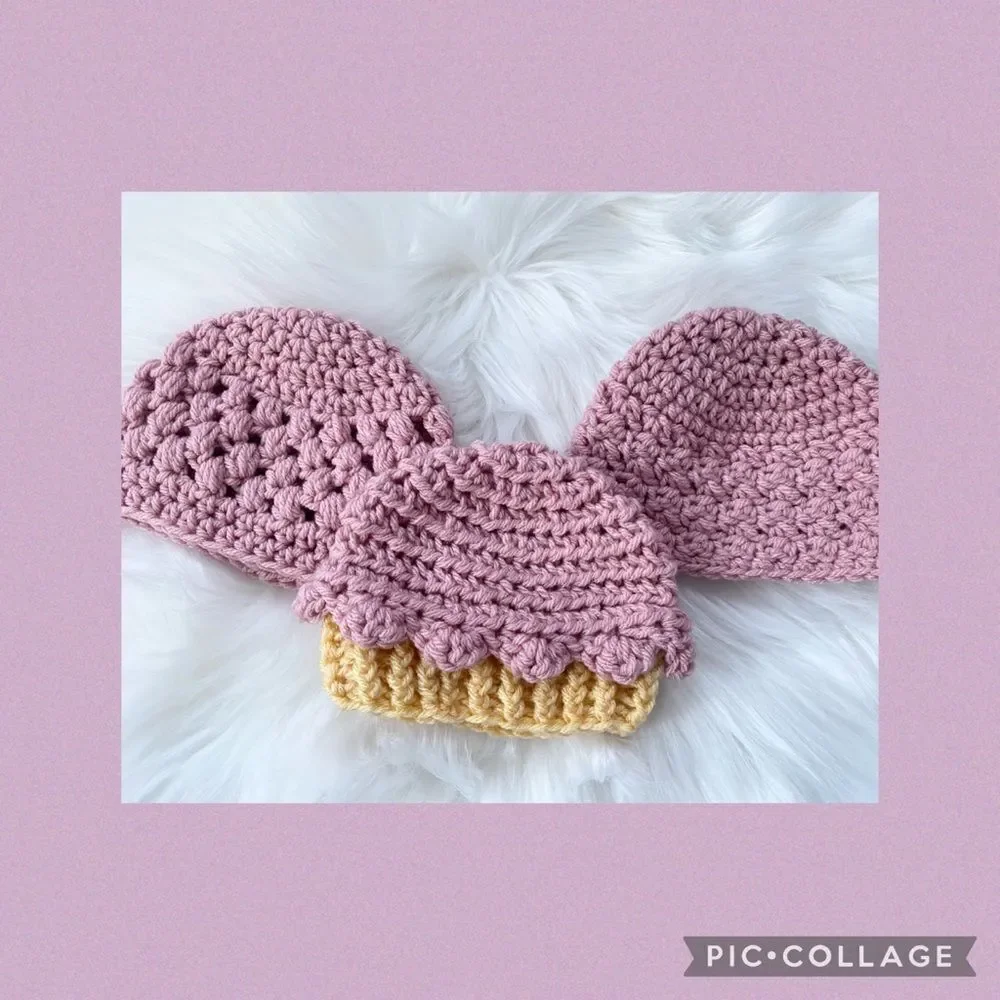 Set of 3 Baby Girl Crochet Hats Punk Yellow